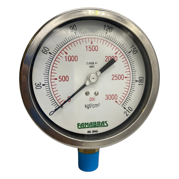 Manômetro Wika DN 105mm 0 a 3000Psi x 0 a 210KGF/cm² 1/2NPT - Cabo Eletro