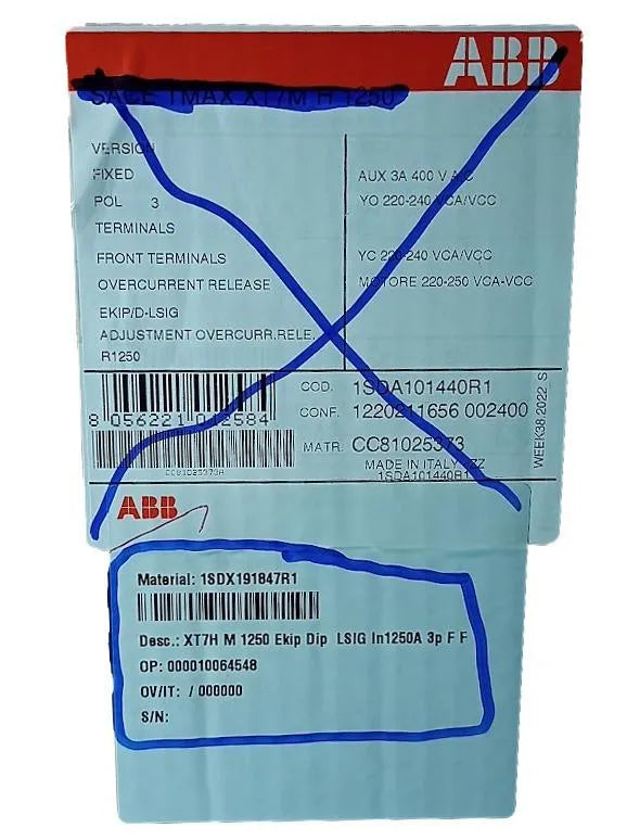 Disjuntor Tripolar ABB Sace Tmax XT7M H 1250 1250A 1000v - Cabo Eletro