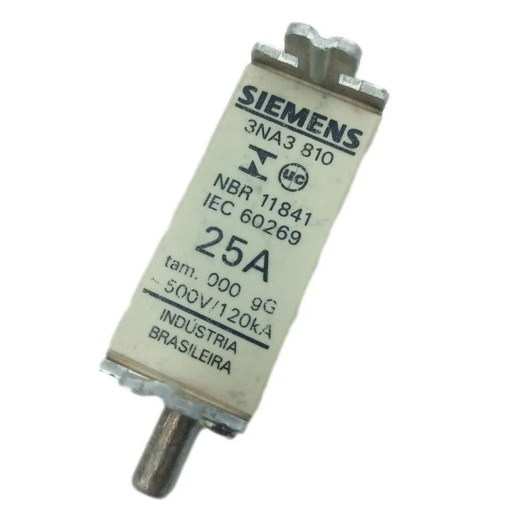 Fusível Siemens 3NA3 810 25A 000 gG 500V 120kA kit 04 Pçs - Cabo Eletro