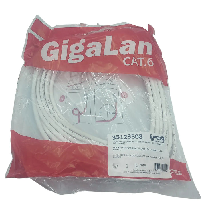 Patch Cord Furukawa RJ/45 CAT.6 6M- T568A/B Branco 35123508 - Cabo Eletro