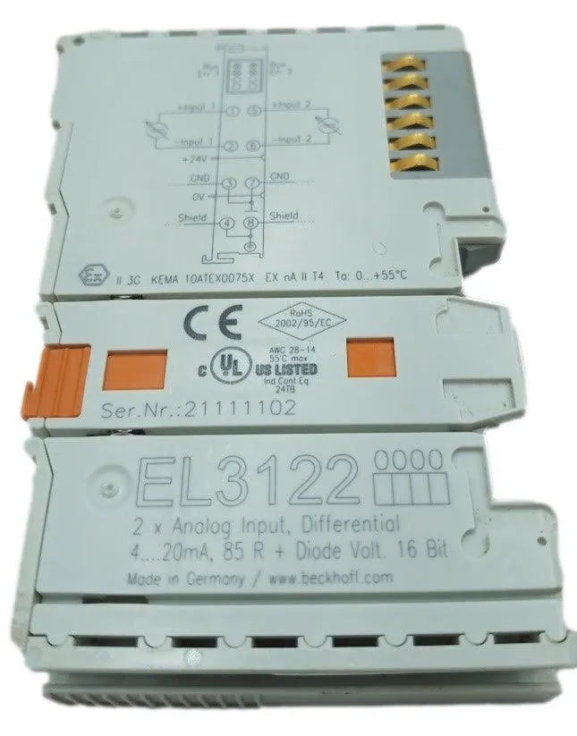 Módulo de Entrada Analógica BeckHoff EL3122 4-20mA - Cabo Eletro