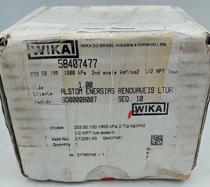 Manômetro Wika 233.50.100 1600kPa Kgf/cm² 1/2NPT DN 100mm - Cabo Eletro