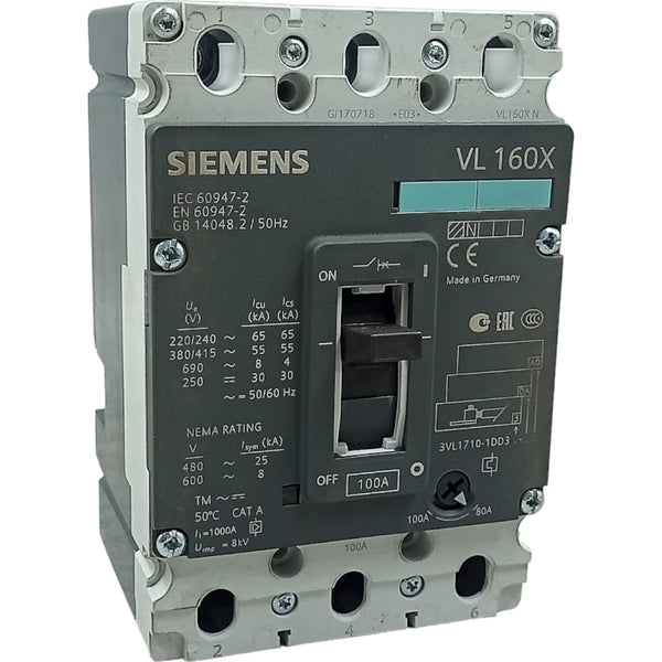 Disjuntor Caixa Moldada Siemens 3VL1710-1DD33-0AA0 100A 415v