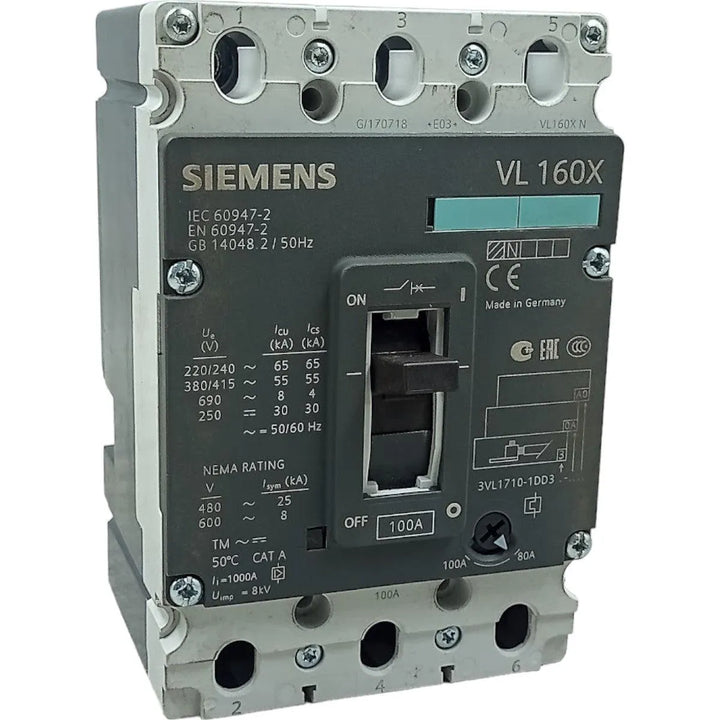 Disjuntor Caixa Moldada Siemens 3VL1710-1DD33-0AA0 100A 415v - Cabo Eletro