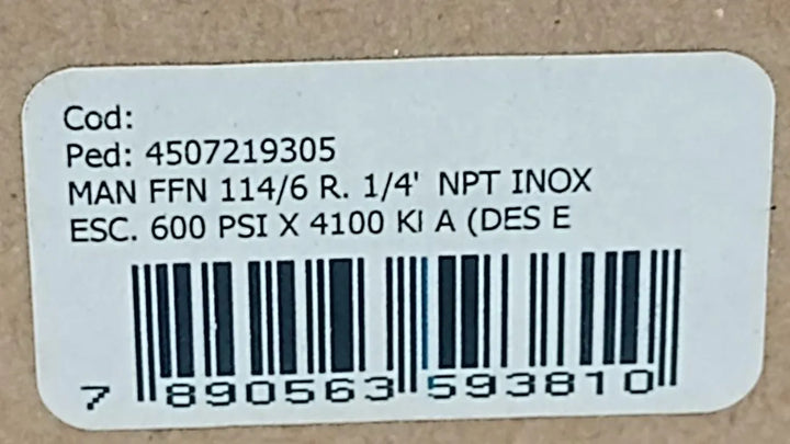 Manômetro Famabras 114/6 600Psi x 4100kPa 1/4NPT DN 130mm - Cabo Eletro