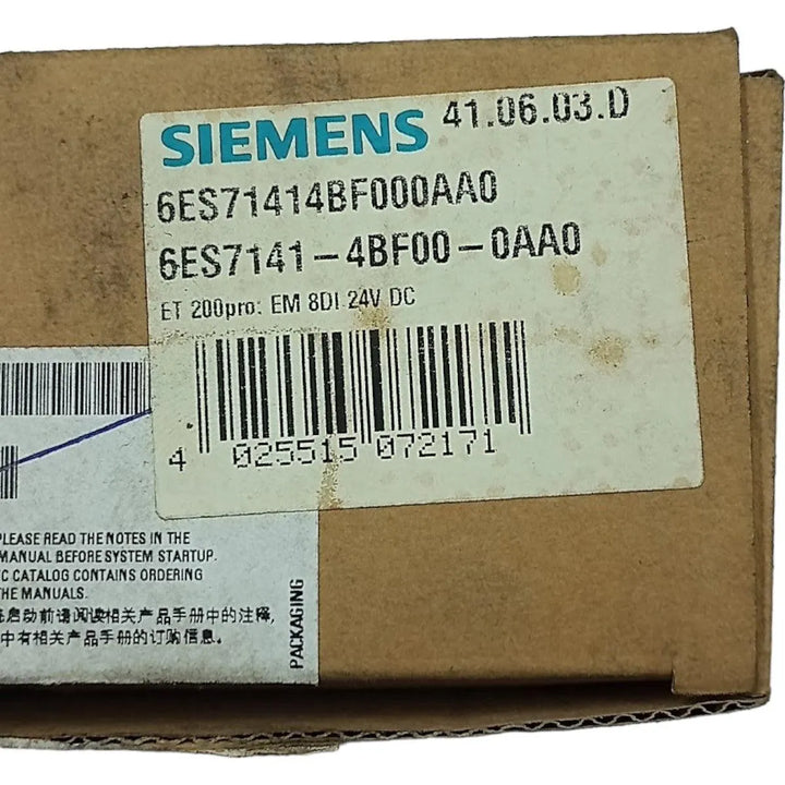 Módulo Eletrônico Siemens 6ES7141-4BF00-0AA0 8DI 24vDC - Cabo Eletro
