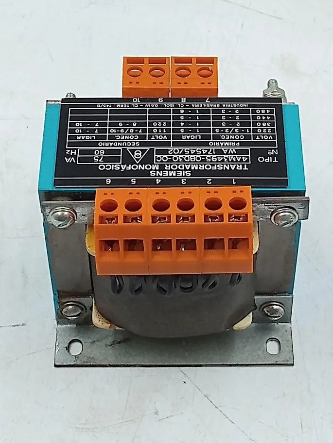 Transformador Monofásico Siemens 4AM3495-0BD30-0C 75VA 60Hz - Cabo Eletro