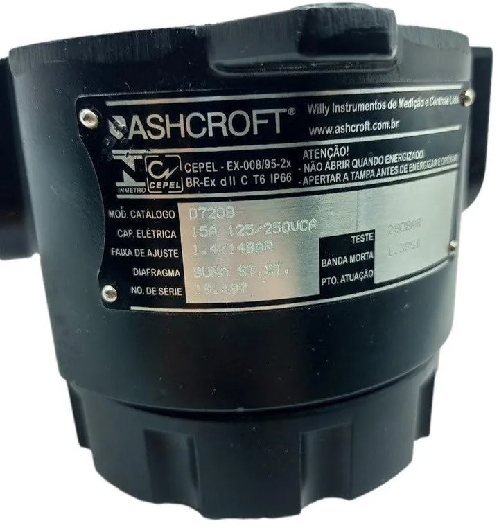 Pressostato Ashcroft D720B 1,4 a 14 Bar 15A 125/250v - Cabo Eletro