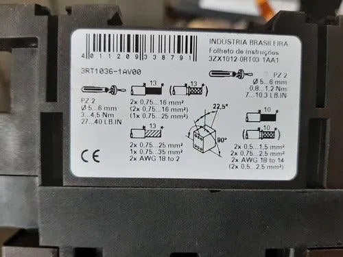 Contator 3rt1036-1av00 + Contator Auxiliar 3rh1921 440v 60hz - Cabo Eletro