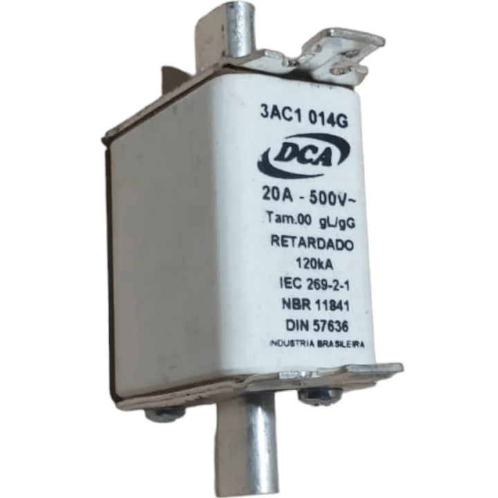 Fusível Retardado DCA 3AC1014G 20A 500V Kit 6Pç - Cabo Eletro