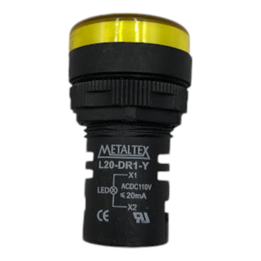 Sinaleiro LED Amarelo 22mm Metaltex L20-DR1-Y 110v 20mA - Cabo Eletro