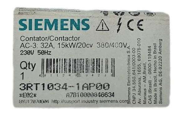 Contator Siemens 3RT1034-1AP00 230v 50Hz - Cabo Eletro