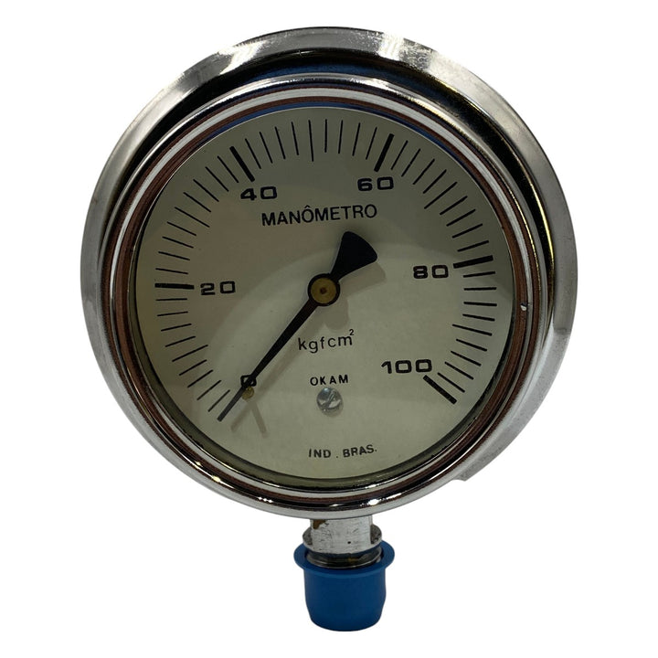 Manômetro OKAM DN92mm 0 a 100KGF/CM2 3/4NPT - Cabo Eletro