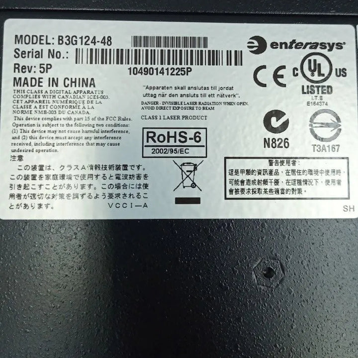 Switch Enterasys B3G124-48 REV 5P 48 Portas - Cabo Eletro