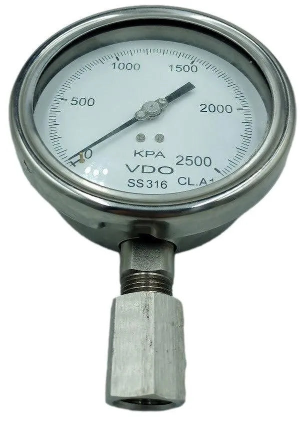 Manômetro de Pressão VDO 120mm 0 a 2500kPa 1/2NPT SS316 - Cabo Eletro