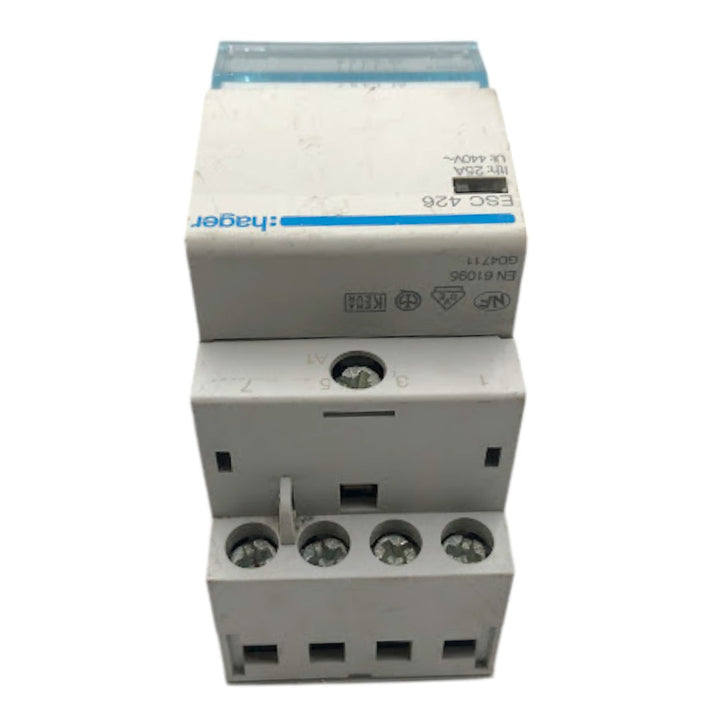 Contator Tetrapolar Hager ESC 426 25A 440v 50/60Hz 4NF - Cabo Eletro