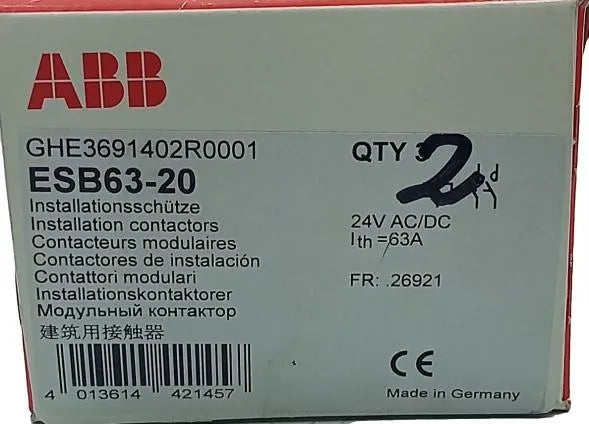 Contator Modular ABB ESB63-20 GHE3691402R0001 24V 63A - Cabo Eletro