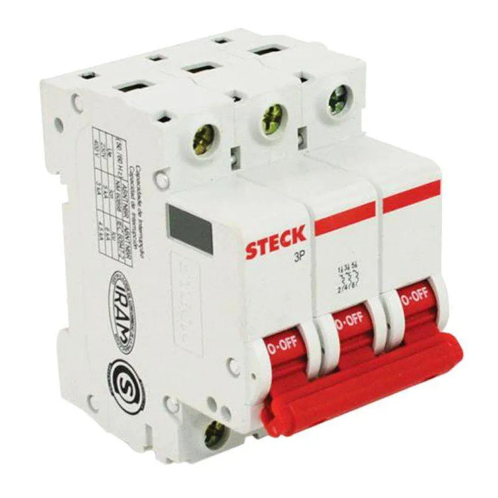 Disjuntor Tripolar Steck 10a Sd-63c10 3 Polo 400v Kit 4 Pçs - Cabo Eletro