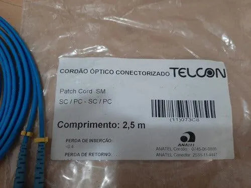 Cordão Óptico 2,5m Telcon Patch Cord Sc/pc-sc/pc - Cabo Eletro