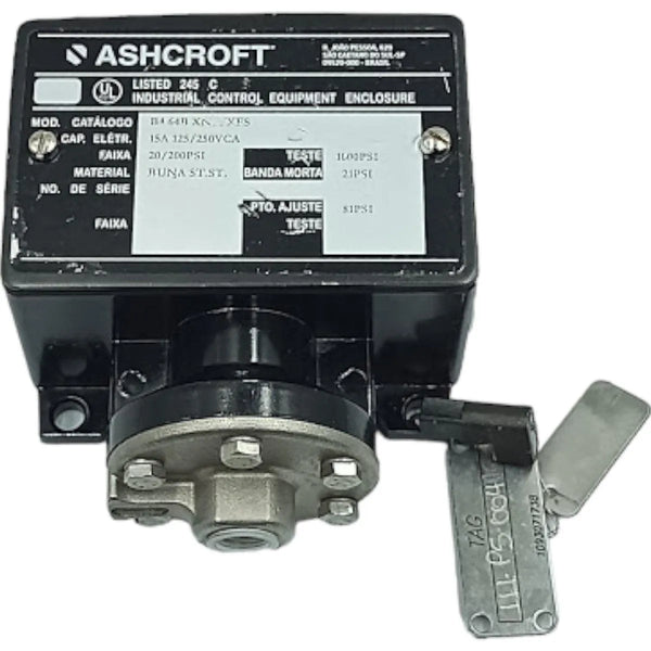 Pressostato Ashcroft B4 64B XNF/XFS 125/250VCA 15A 20/200PSI - Cabo Eletro