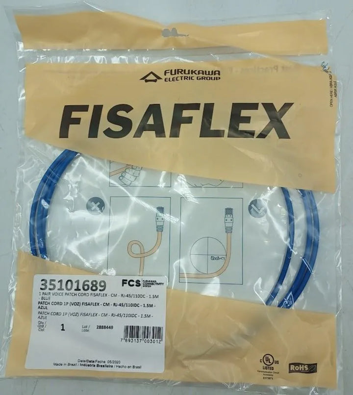 Cabo de Rede Furukawa 1P (Voz) Fisaflex CM RJ-45/110IDC-1.5M - Cabo Eletro