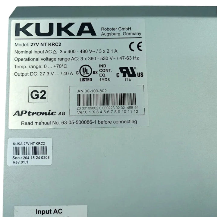 Fonte de Alimentação Kuka 27V NT KRC2 27.3vDC / 40A - Cabo Eletro