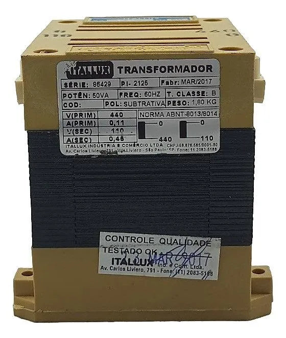 Transformador ITALLUX 86429 50VA 60HZ - Cabo Eletro