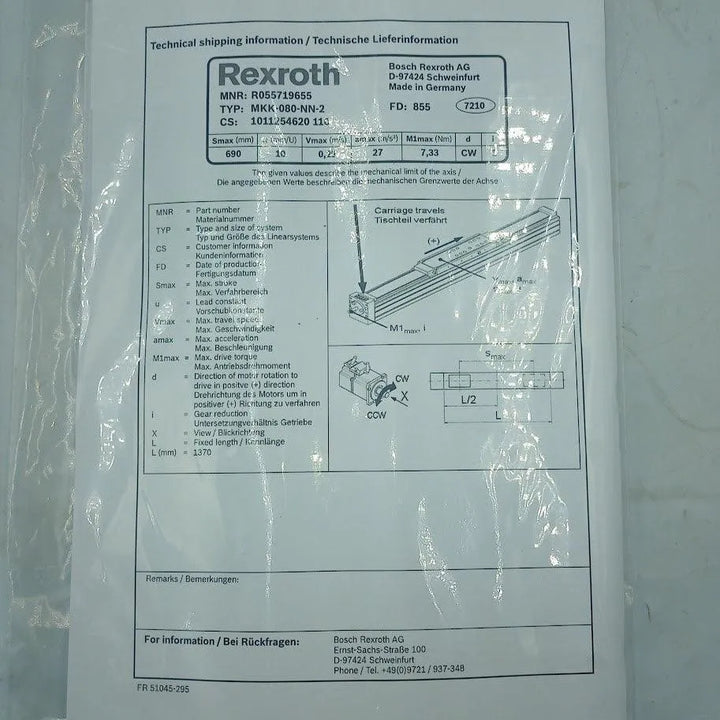 Módulo Linear Rexroth R055719655 MKK-080-NN-2 - Cabo Eletro