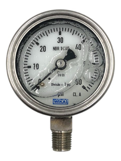 Manômetro WIKA DN 60mm 1/4NPT 0 a 60Psi 316SS - Cabo Eletro