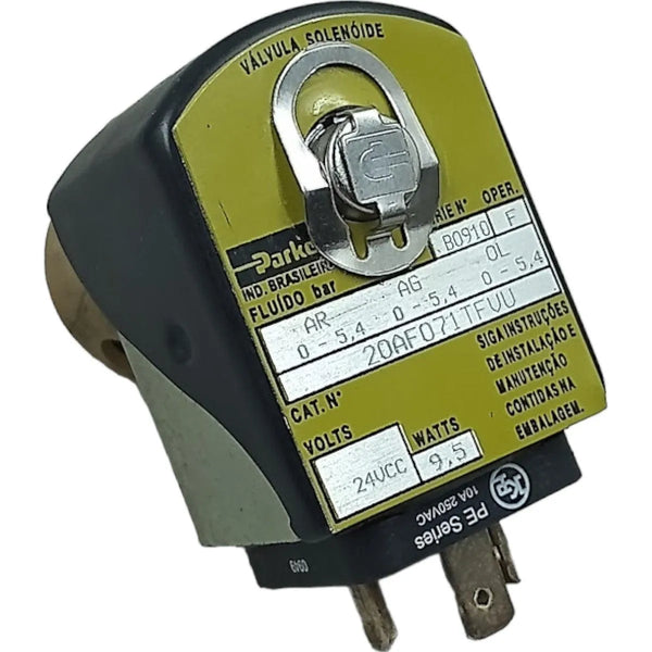 Válvula Solenoide Parker 20AF071TFVU 24vCC 9,5w 5,4 Bar 1/4 - Cabo Eletro