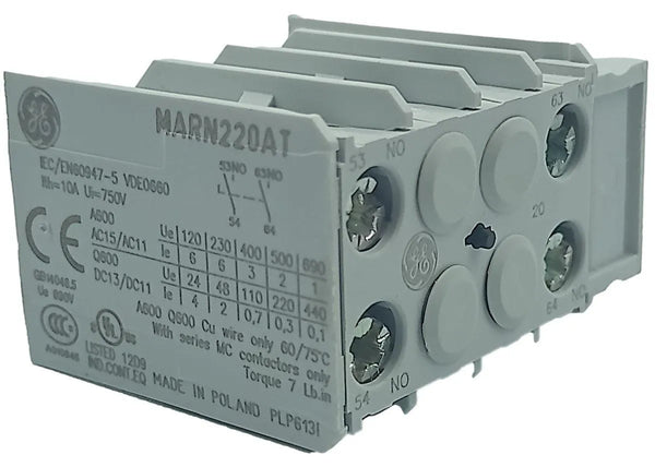 Bloco de Contato GE MARN220AT 10A 750v 2NA KIT 4 Pçs - Cabo Eletro