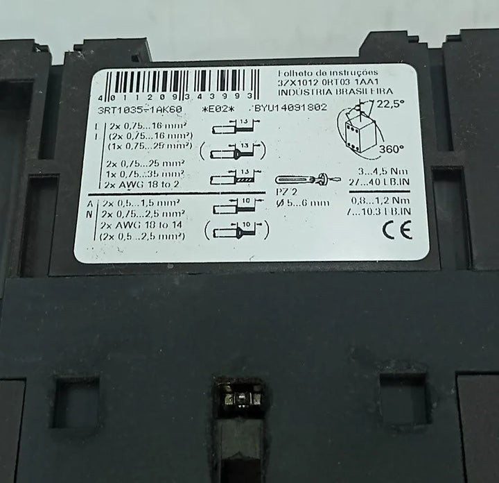 Contator Tripolar Siemens 3RT1035-1AK60 110/120v 50/60Hz - Cabo Eletro