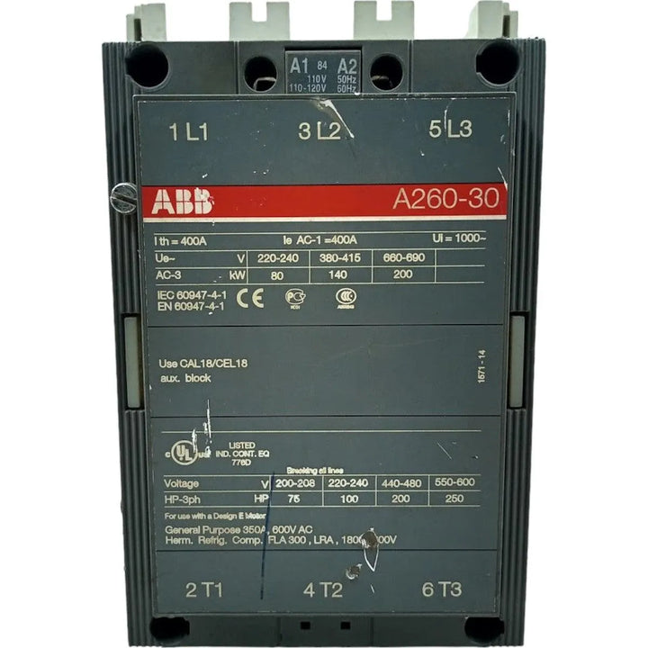 Contator Tripolar ABB A260-30-11-84 110-120v 60Hz - Cabo Eletro