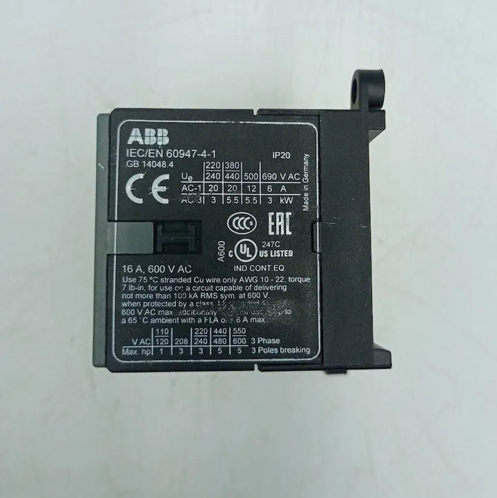 Mini Contator ABB B7-30-01 16A 600vAC 24v 40/400HZ - Cabo Eletro