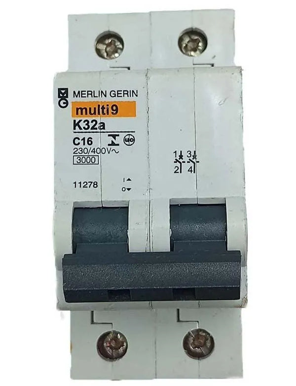 Disjuntor Bipolar Merlin Gerin K32a C16 230/400v Kit 2 Pçs - Cabo Eletro