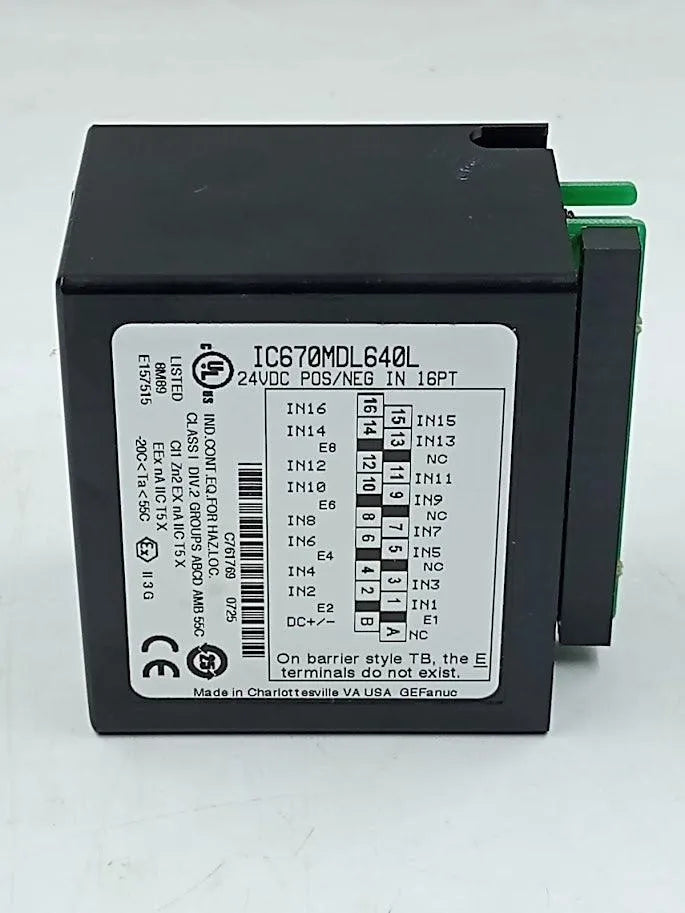 Módulo de Entrada GE Fanuc IC670MDL640L 24VDC 16PT - Cabo Eletro