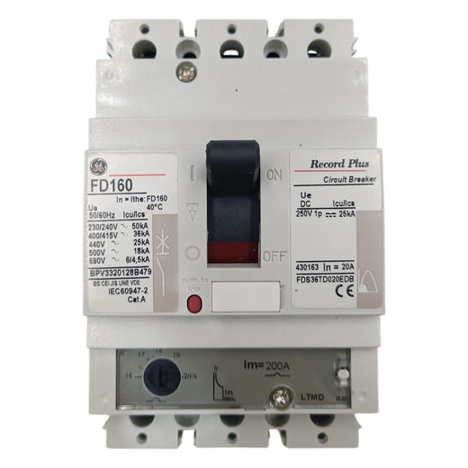 Disjuntor Caixa Moldada 3P GE FD160 20A 690v 50/60Hz - Cabo Eletro