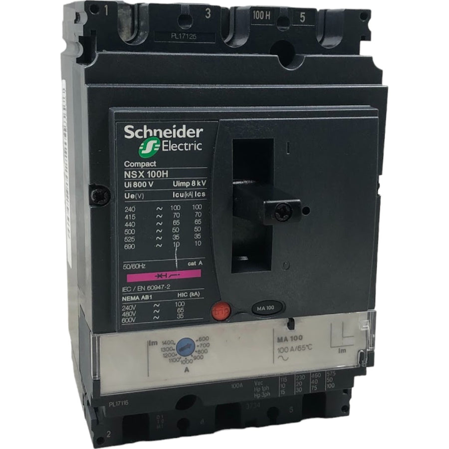 Disjuntor Caixa Moldada Schneider NSX 100H 100mA 3P3T - Cabo Eletro