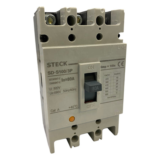 Disjuntor Caixa Moldada STECK SD-S100/3P 80A 690v 3P 50/60Hz - Cabo Eletro