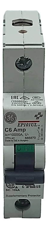Disjuntor Monopolar GE EP101ULC06 Curva C 6A 277v 10kA - Cabo Eletro