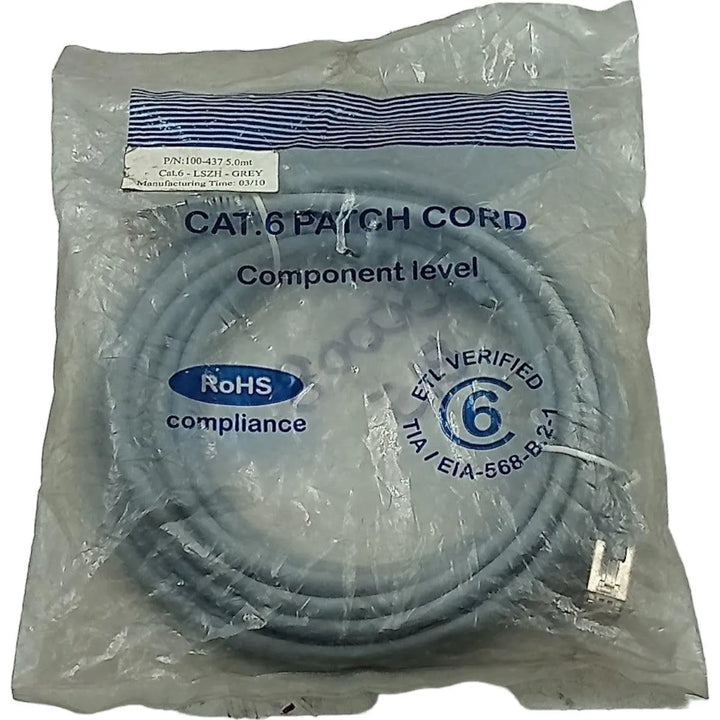 Patch Cord CAT.6 Cinza LSZH-GREY 5M - Cabo Eletro