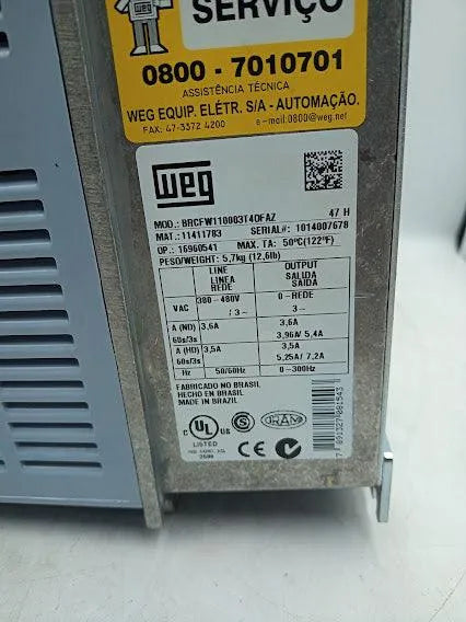 Inversor de Frequência WEG BRCFW110003T40FAZ 2CV/1,5KW 3,6A - Cabo Eletro