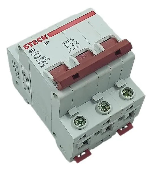 Disjuntor Tripolar Steck SD63C40 Curva C 40A 400v 3kA - Cabo Eletro