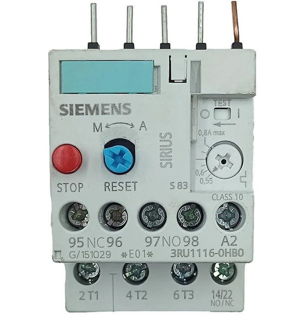 Relé de Sobrecarga Siemens 3RU1116-0HB0 0,8A 0,55A 690V 6KV - Cabo Eletro