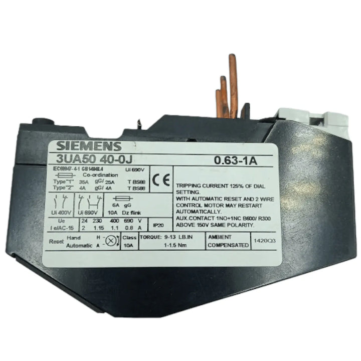 Relé De Sobrecarga Siemens 3ua50 40-0j 0.63-1A 690V - Cabo Eletro