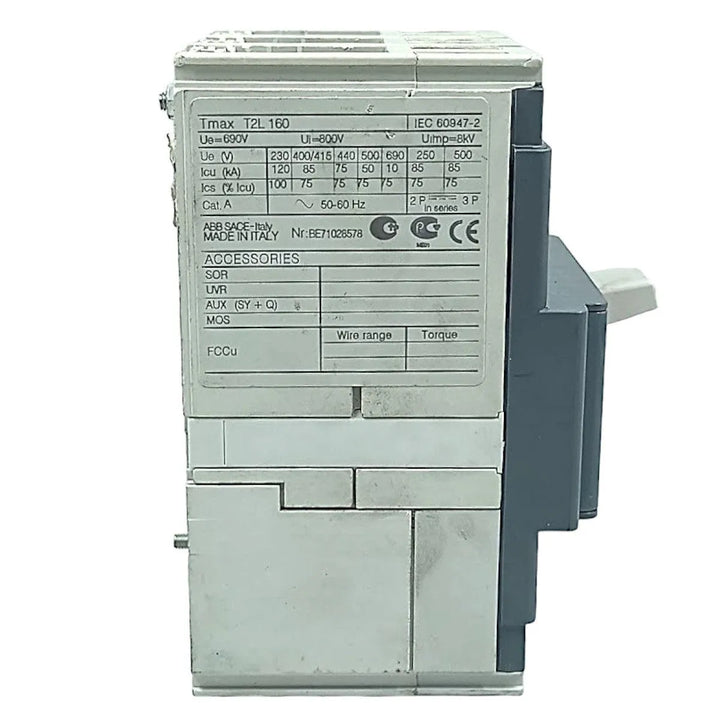 Disjuntor Caixa Moldada ABB Tmax T2L 160 690V 63A 50/60Hz - Cabo Eletro