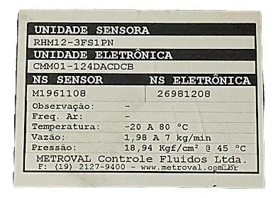 Medidor Mássico Coriolis Metroval RHM12-3FS1PN - Cabo Eletro