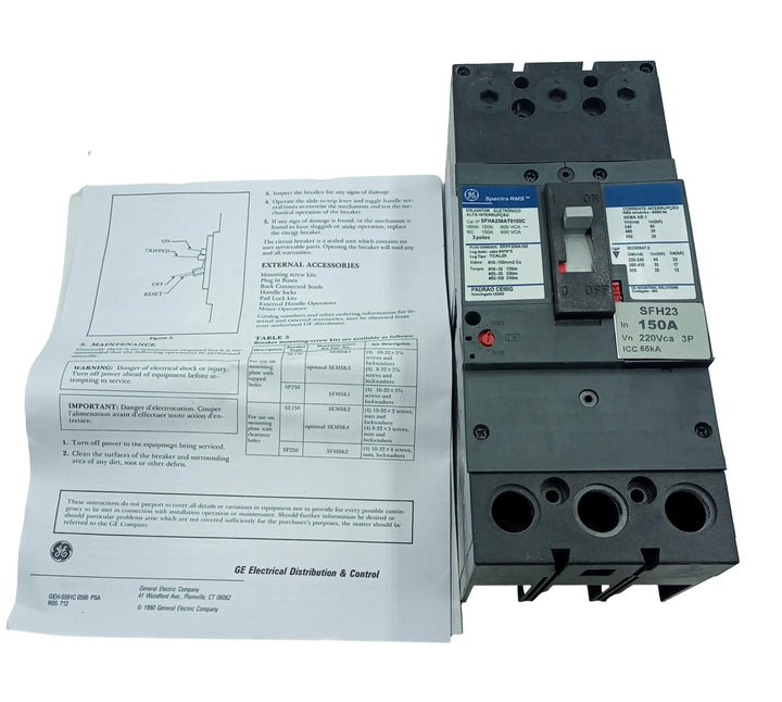 Disjuntor Tripolar Caixa Moldada Ge 150A - SFHA236AT0150C - Cabo Eletro