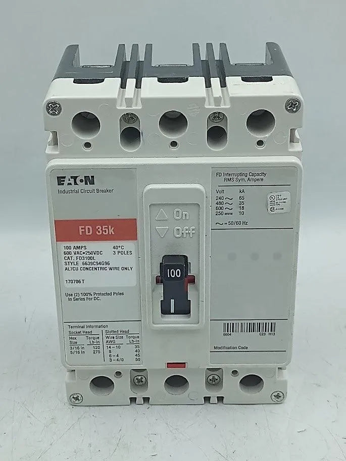 Disjuntor Caixa Moldada Eaton FD3100L 100A 600v 35kv - Cabo Eletro