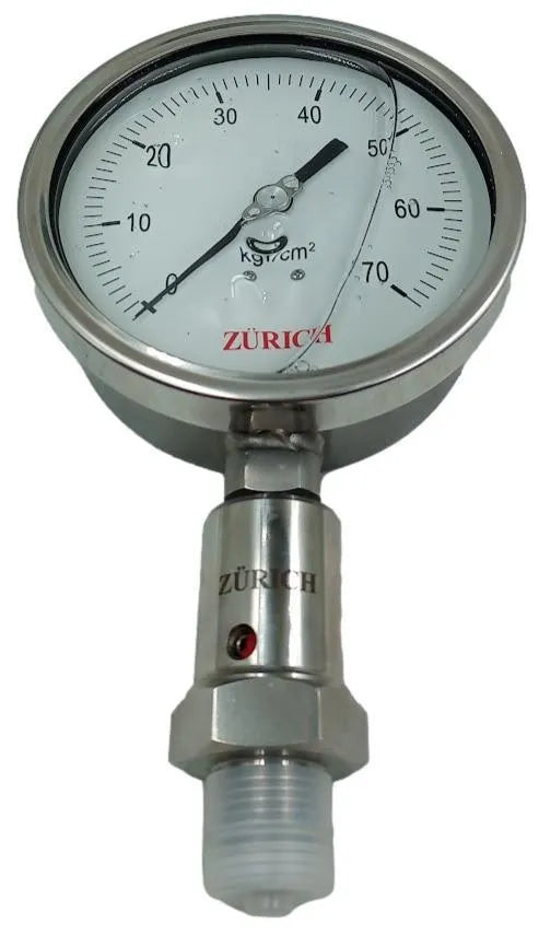 Manômetro Zurich ZIG 114.1 0-70 kgf/cm² 1/2NPT DN 130mm - Cabo Eletro